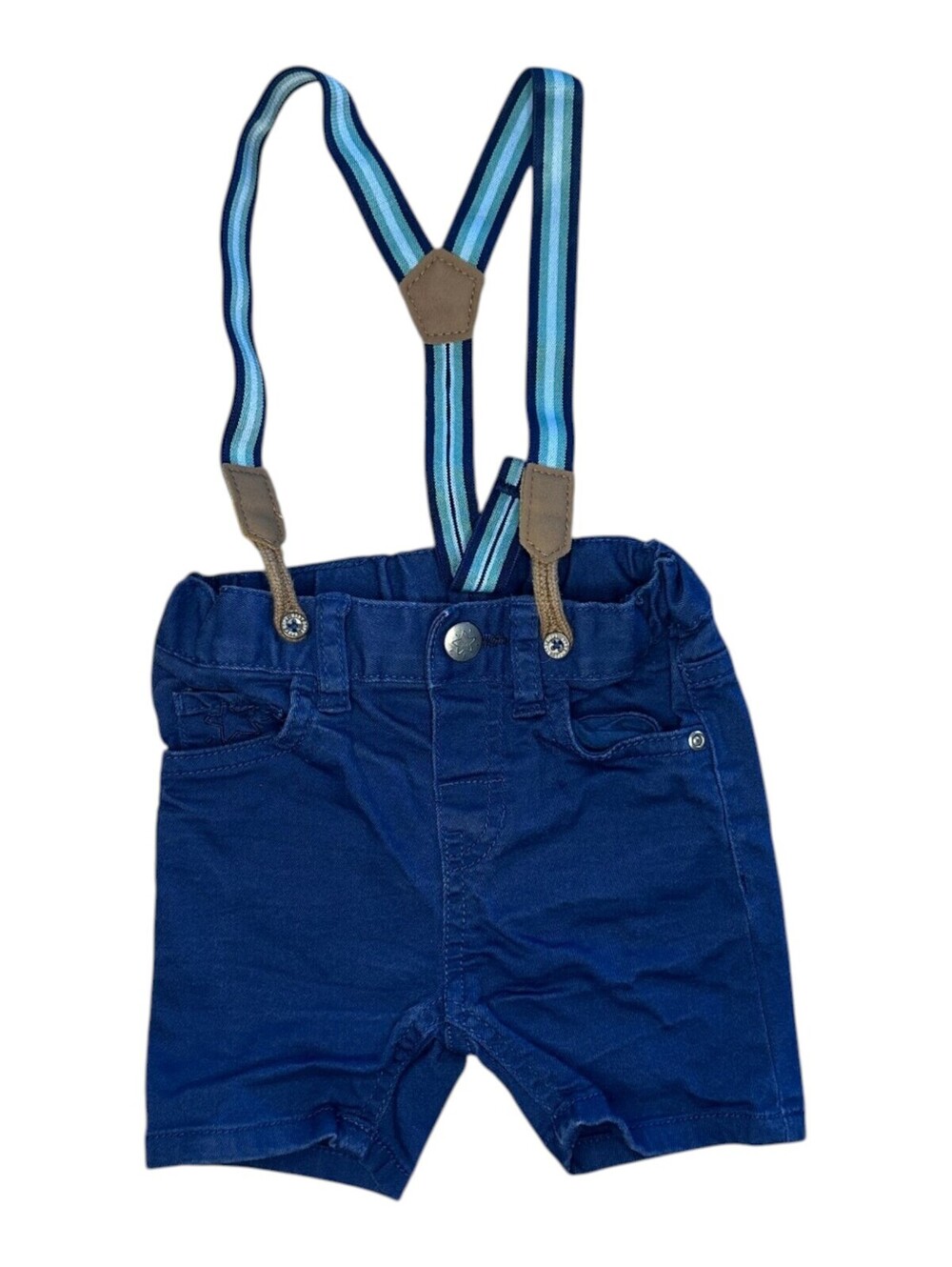 H&M 6-9M Blue Baby Shorts With Suspenders
